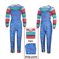 Kids & Adult Chucky Cosplay Costume - Shirt, Pants, Suit Set for Halloween Parties