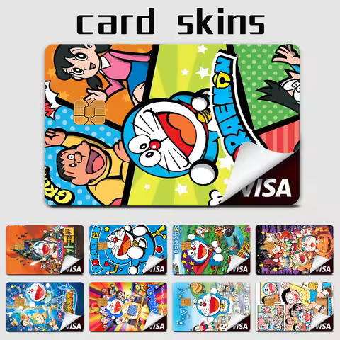 Anime D-Doraemon Anime Matte Front Skin Film Sticker Cover for Small Chip Credit Card Debit Card