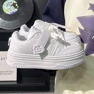 Nữ Thoáng Khí Nhẹ Hình Trái Tim Giày Casual PU Mắt Cá Chân Khối Màu Sinh Viên Buộc Dây Giày Sneaker
