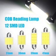 10PCS White COB C5W 12SMD Car Led Light Double-pointed Headlight 31/36/39/41mm DC 12V 24V Automotive