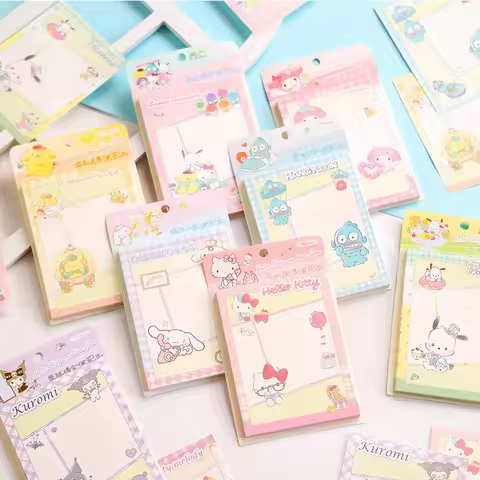 24pcs/lot Sanrio Melody Kuromi Hangyodon Memo Pad Sticky Notes Stationery Label Notepad Planner Stic