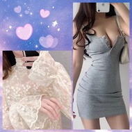 長袖 蕾絲 透視 長裙 衫 公主袖 吊帶裙 連身裙 小性感 女裝 戰衣 女朋友 男朋友 情人節 聖誕 生日 吸睛 簡約 百搭 性感 全新