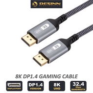 8K DisplayPort to DisplayPort 1.4 Cable with 4K@120Hz 2K@165Hz Video Resolution HDR 2m Gaming Desktop Laptop Monitor