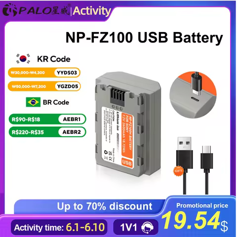 NP-FZ100 NP FZ100 NPFZ100 Battery with 5v 2a Type-C Input for Sony A7 III Alpha A7R III A7R IV A7M4 