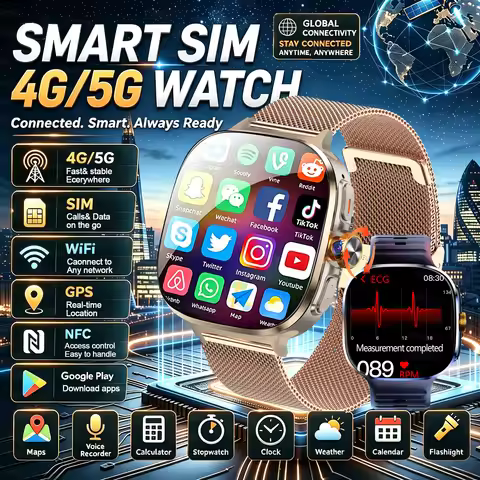 5G/4G Full Netcom Android Smart Watch SIM Card Camera Video Call AMOLED GPS WIFI NFC Google Play Map