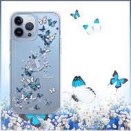 iPhone 13全系列 水晶彩鑽防震雙料手機殼-藍色圓舞曲