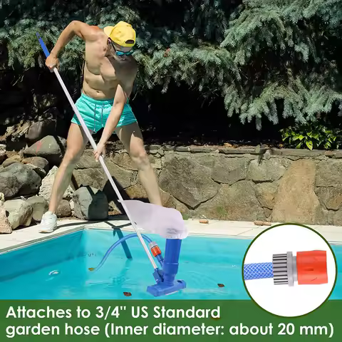 Pond Fountain Vacuum Cleaner Portable Swimming Pond Fountain Vacuum with 5 Section Pole for Above Gr