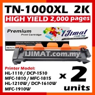 2x TN-1000 TN1000 Compatible With Brother HL-1110 DCP-1510 MFC-1810 MFC-1815 HL-1210W DCP-1610W HL-1