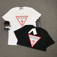 GUESS LOGO BLACK AND WHITE T-SHIRT GUESS LOGO TSHIRT GUESS MIRROR 1:1 SHIRT/ T Shirt Lelaki Baju T S