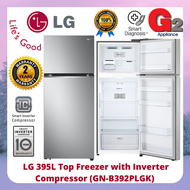 LG 395L Top Freezer with Door Cooling+™, Multi Air Flow &amp; Smart Inverter Compressor GN-B392PLGK - Lg Warranty Malaysia