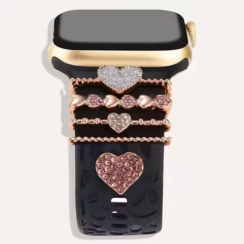 Metal Charms Watch Band Decoration Ring For Apple Diamond Ornament For iwatch Bracelet Silicone Stra