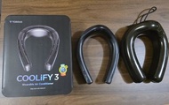 二手 TORRAS COOLIFY 3 
智能穿戴式冷暖掛頸風扇
 6,000mAh 電池，風扇模式使用 7 至 13.5 小時，製冷模式約 2 小時。採用 Ku 3.0 晶片，可在 1 秒內降溫約 