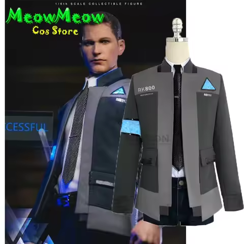 Game Detroit Become Human Cosplay Costume Connor Cosplay Uniform Men Jacket White Shirt Tie RK800 Co