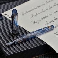 Pen Pancut Pengisian Vakum Asvine V126 Cantik Panas Ef/f/m Nib Coklat Lutsinar/ Biru Matte, Gi Tulis