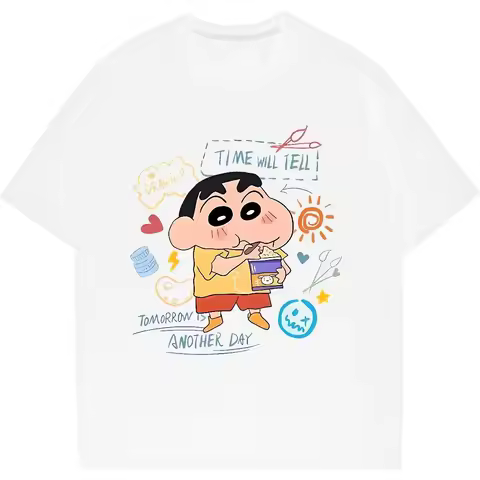 2026 New Crayon Shin-chan & Himawari Cartoon Graphic T-shirt Unisex Cotton Oversized Comfortable Hot