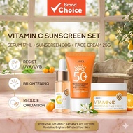 LAIKOU VC 3-in-1 Sun Care Kit - Serum Sunscreen & Cream With Dual Vitamin C, UV Defense & Skin Brigh
