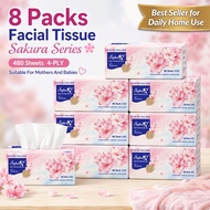 Multipack Facial Tissue 4-Ply Thick 8 Packs 480 Sheets Skin-friendly for Baby & Daily Use On PB