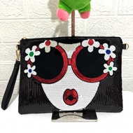 Unique and beautiful clutch pouch. women's clutch pouch. prelope. black