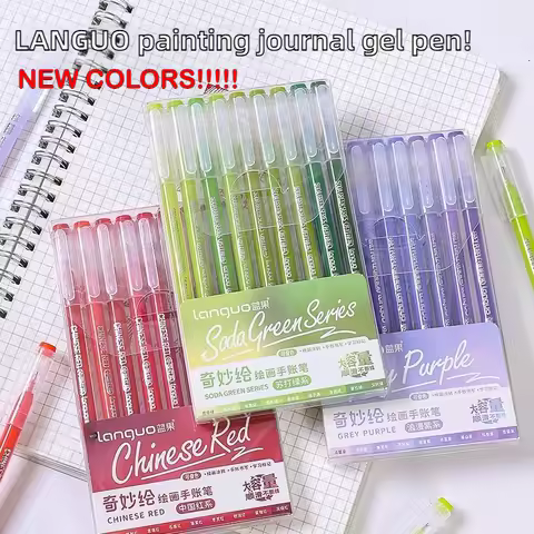 Languo 198/6 PCS Morandi Gel Pen Student Diary Scrapbook Painting DIY Gel Pen Set Coloring Book Draw