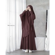 Latest Eid gamis 2025 abaya Ayra Oneset Khimar Crinkle Airflow Preasi Buttons Hajj Umrah Model