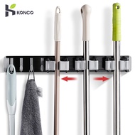 Konco Space aluminum mop hanger Mop holder cleaing tools holder bathroom space saver organizer sweeper hooks with rugs hangers punch free easy to install mop clip