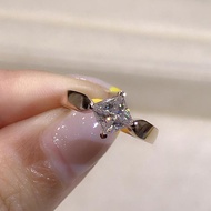 不掉色莫桑石戒指女玫瑰金1克拉指环公主方异型戒指欧美婚戒4.9Non-fad Moissanite R for Women, Rose Gold 1 Carat R, Princess Cut Irr