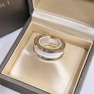 2024 full set 寶格麗/Bvlgari B.Zero1繫列 白陶瓷 戒指 單環 55碼 AN855564