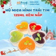 Heart-Shaped Mica Jar for Panna Cotta, Mousse, Tiramisu 135ml with Lid 6SFOOD