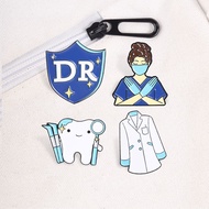 Dental Doctor Enamel Pins DR Shield Dentist Cute Tooth Lab Coat Brooches Medical Dentistry Lapel Pin