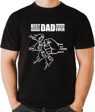 Personalized For Fathers Day Best Dad Ever T-Shirt With Kids Name Tshirt Cotton Custom Fathers Day F