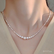 Girlfriends Authentic Broken Silver Premium Light Luxury Necklace ins Pearl French Pure Silver Valen