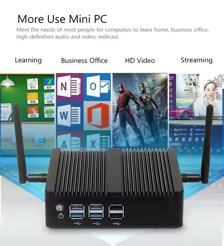 Fanless Mini PC Windows 10 Intel Core i3 5005U i5 4200U i7-4500U 2.4G WiFi Gigabit Ethernet HDMI VGA
