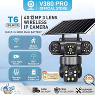 V380 PRO Solar Three Lens CCTV T6 Camera 6MP Wireless Night Vision Outdoor Waterproof CCTV Camera