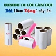Cây lăn bụi quần áo COMBO 10 lõi keo 10cm + TẶNG 1 cây lăn