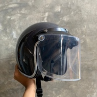 helm bogo retro kaca datar bening