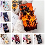 Moto G75 5G Case XT2437-2 Aesthetic Cute Cat Fashion Flowers Painted Back Cover Motorola Moto G75 5G