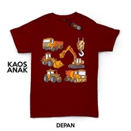 KATUN [New Design] Viral Kids T-Shirt Excavator Heavy Equipment Truck Cotton Combed 30S Premium Dist
