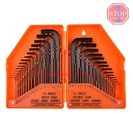 30Pcs Hex for Allen Key Wrench Set 0.028"- 3/8" Inch & 0.7mm-10mm Chromium-vanadium Steel Spanner Lo
