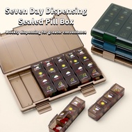 Pill Box 7 Days a Week English Pill Box Sealed Dispenser Portable Tablets Pill Storage Box Travel Medicine Box