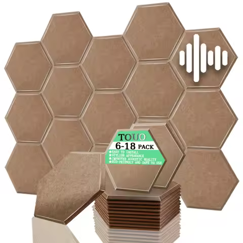 TOUO Acoustic Panel 6-18 Pc Polyester Fiber Soundproofing Panels for Restaurant Private Room Cafe Ba