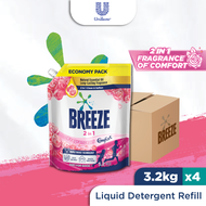 [1 Carton] Breeze 2-in-1 Liquid Detergent Fragrance of Comfort (4x3.2kg)