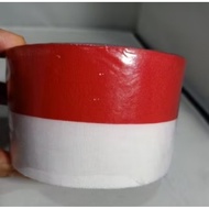 MERAH Red and white ribbon 2" 5 cm