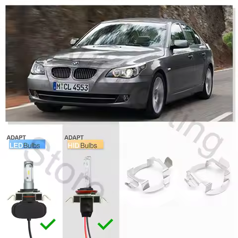 2PCS H7 LED HID Headlight Bulb Retainer Holder Headlamp Socket Adapter for BMW 5 7 series E60 E61 E6