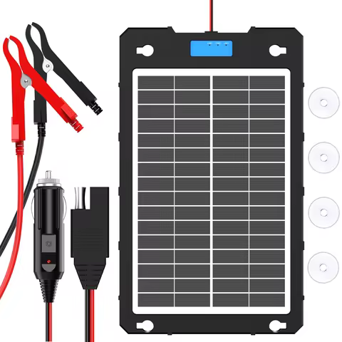 Portable 7.5W/12W Solar Battery Maintainer Trickle Charger, 12V Solar Charger for Car Motorcycle Boa