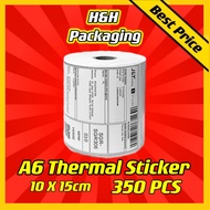 A6 Thermal Paper - 350 Pcs Shipping Label Consignment Note Sticker 100x150mm / 10*15cm 热敏标签