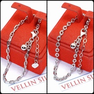 925 SILVER BRACELET WITH WHITE GOLD PLATED SILVER BRACELET/ GENUINE 925Wanita