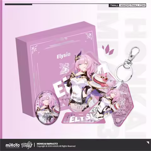 Anime Game Honkai Impact 3 COSPLAY Elysia 2021 Birthday Gift Box Christmas Gift Badge Pendant Charac