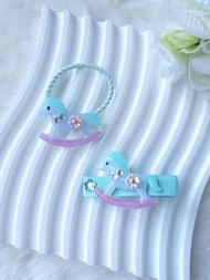 手繪木馬髮飾 髮圈髮夾 熱縮片滴膠 UV Resin hair accessories