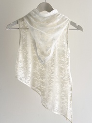 Rotsaniyom Sleeveless Lace Top with Lace Scarf