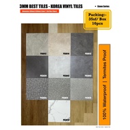 3mm Best Tiles (Korea Vinyl Tiles) | Dimension: 450 X 450mm X 3mm T | 35sf/Box (16pcs)